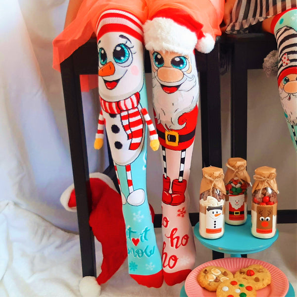 CHRISTMAS - Baking In Socks Bundle (Santa & Snowman). MadMia Socks plus Christmas Cookie Mix.