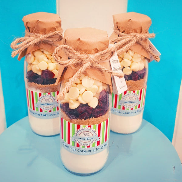 SIGNATURE Christmas Cake-in-a-Mug Mix in a Bottle. Makes 2 Chrsitmas spiced dessert mugs designed to share