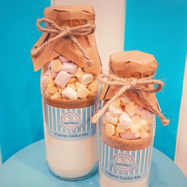 SIGNATURE WHITE CHOC S'MORES Cookie Mix in a bottle - S'mores of fun. Makes 6 or 12 fun & easy cookies