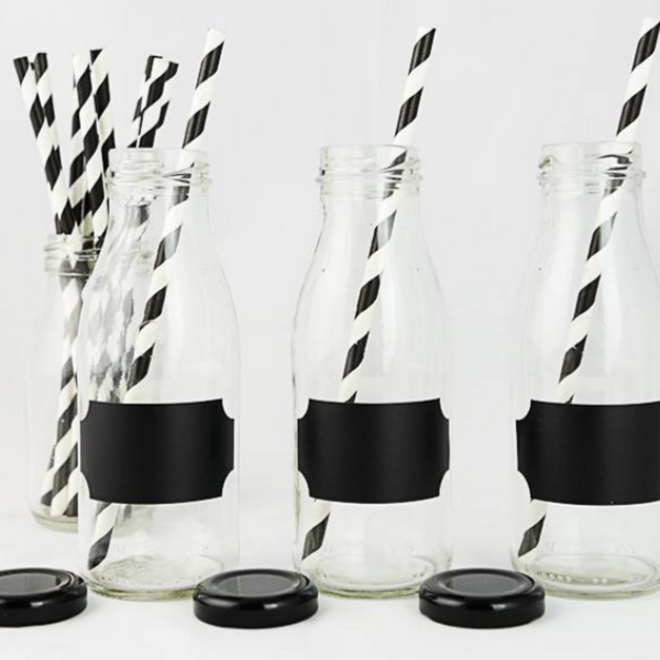 VINTAGE STYLE GLASS BOTTLES - Chalkboard Beverage Bottles